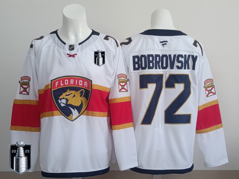 Men 2025 Florida Panthers #72 Bobrovsky White Fanatics Home Premium NHL Jersey style 3